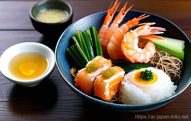 일본 음식 문화와 예절 - **Prompt:** A vibrant, close-up, and highly detailed shot of a beautifully arranged traditional Japa...