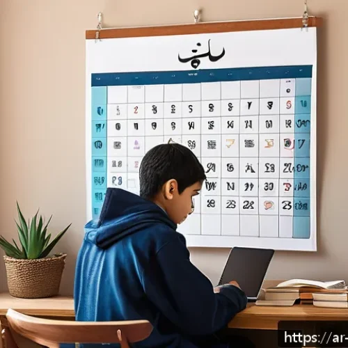 Home 30 일본어 JLPT 시험 준비법 - A focused young Arab student sitting at a tidy wooden desk in a cozy, well-lit room, studying Japane...